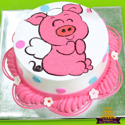 Bánh gato sinh nhật 2 tầng con heo lợn dễ thương 3980 - Bánh sinh nhật, kỷ  niệm